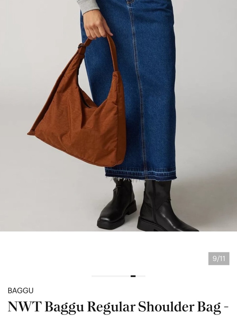 BAGGU Nylon Shoulder Bag in Discontinued Color Brown - Picture 7 of 8